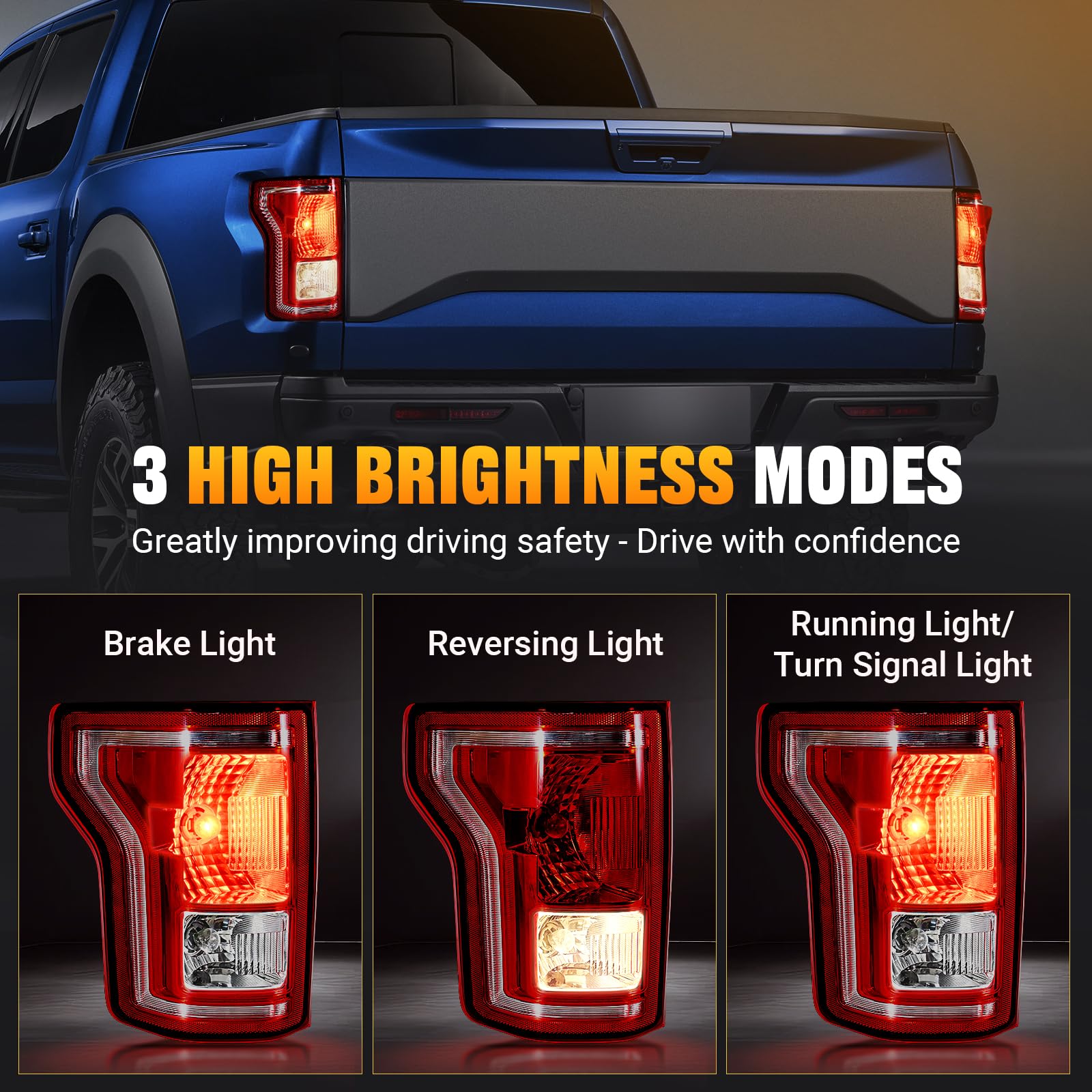 BeamTrack tail light rear assembly left for 2015-2017 F-150