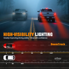 BeamTrack tail light turn signal mode flashes clearly for safer lane changes.