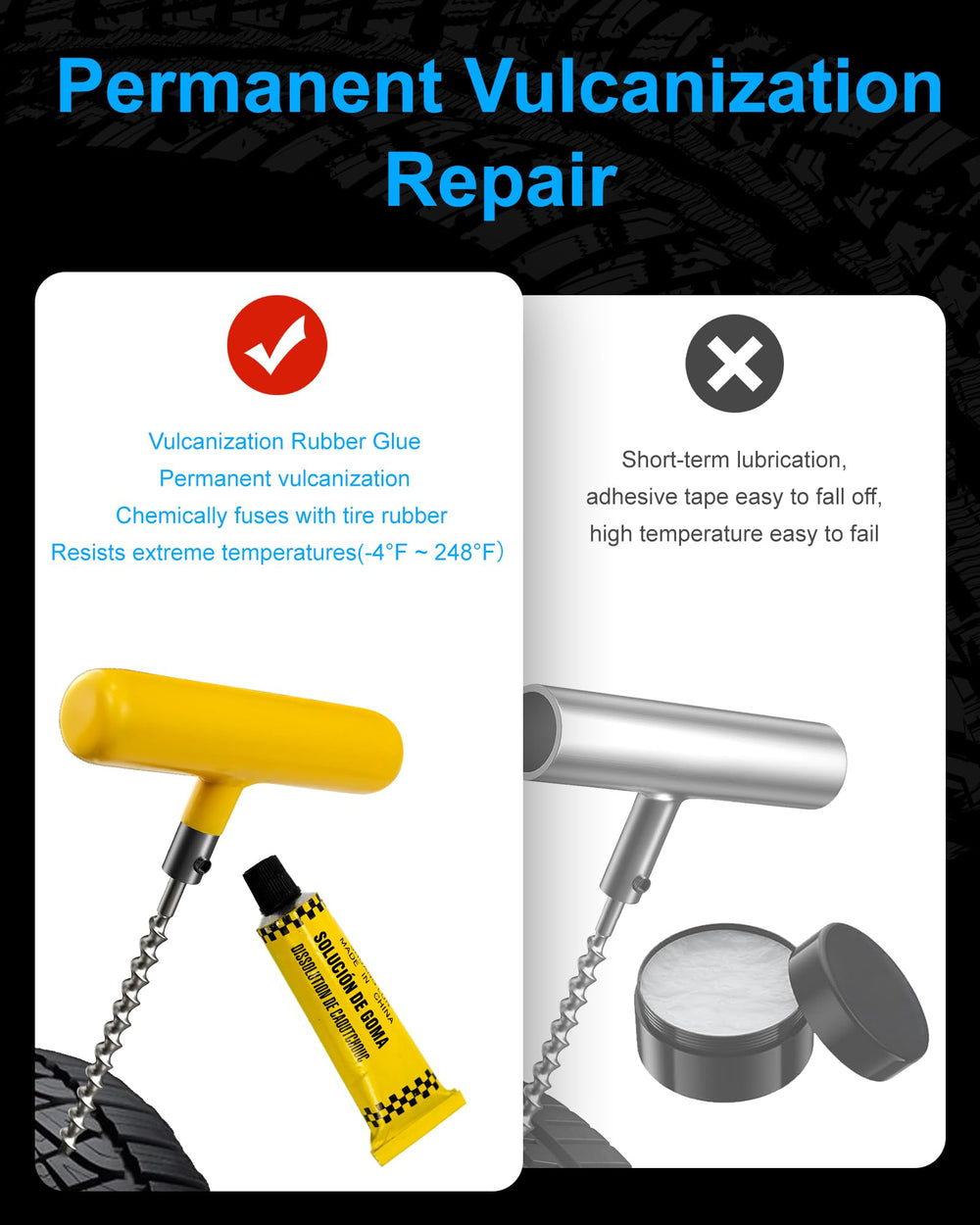 Beanewone glue supports durable vulcanization between tire and plug