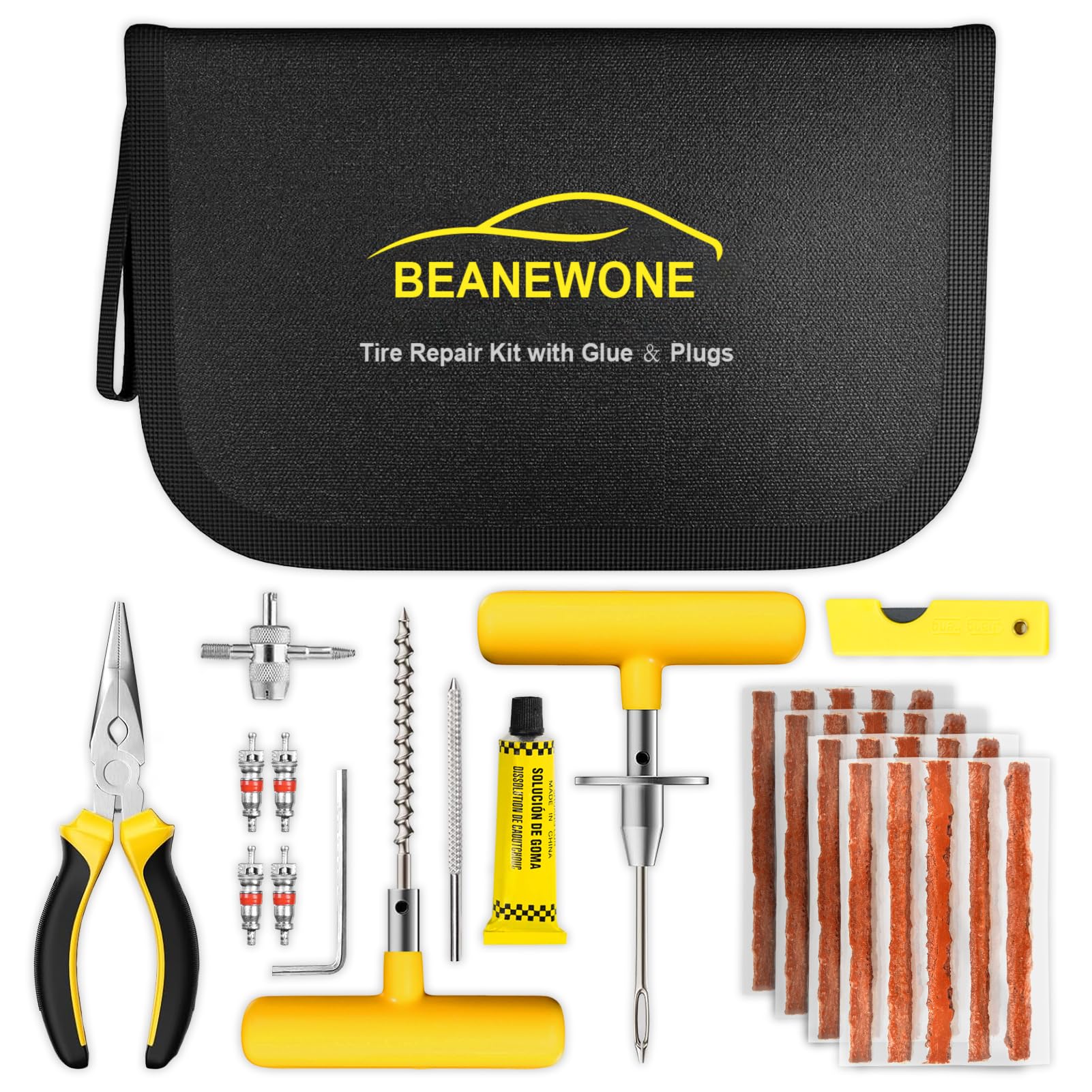 Beanewone tire repair kit case with zipper keeps all components organized for emergencies