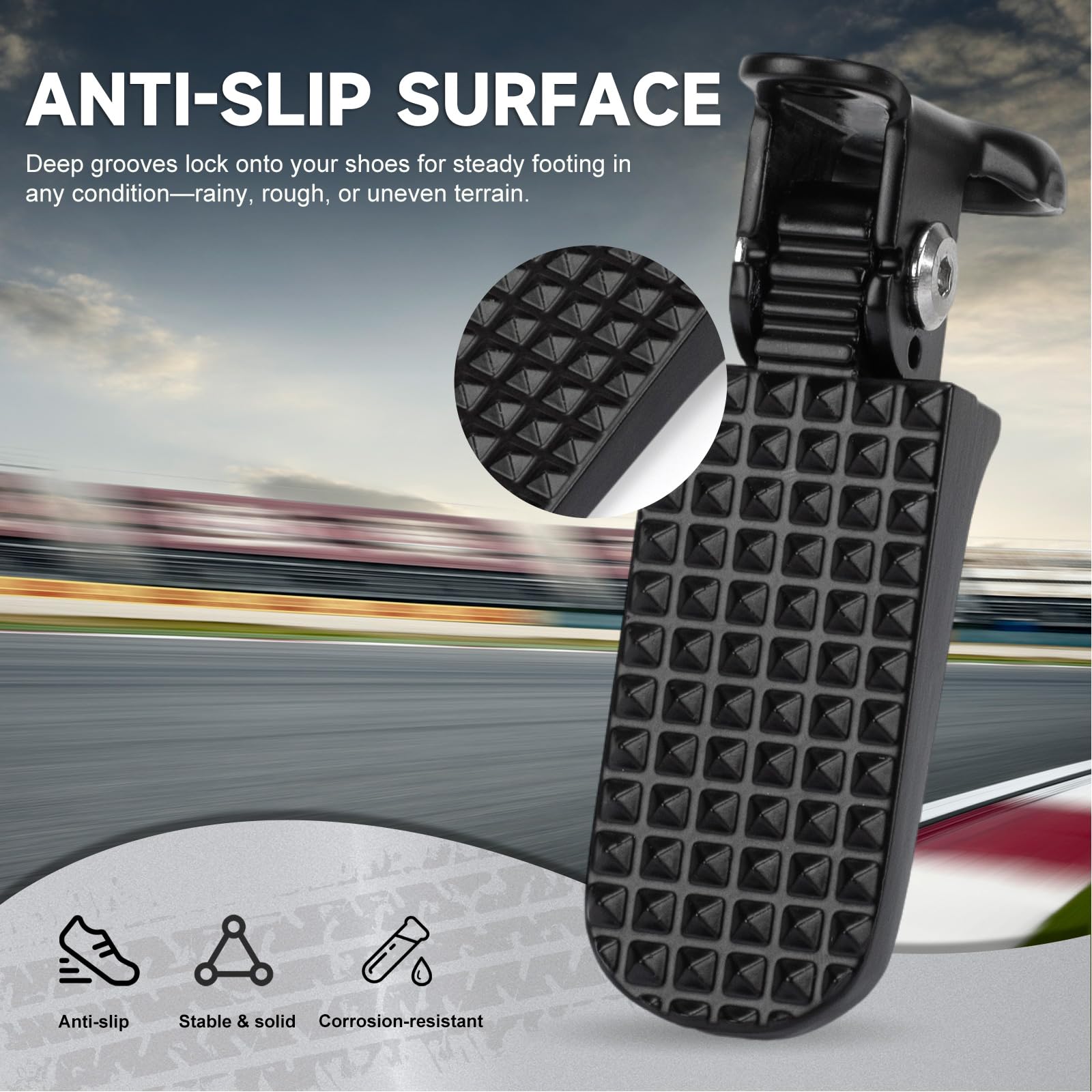 Bearolne aluminum pedals closeup highlighting durable material and rugged finish