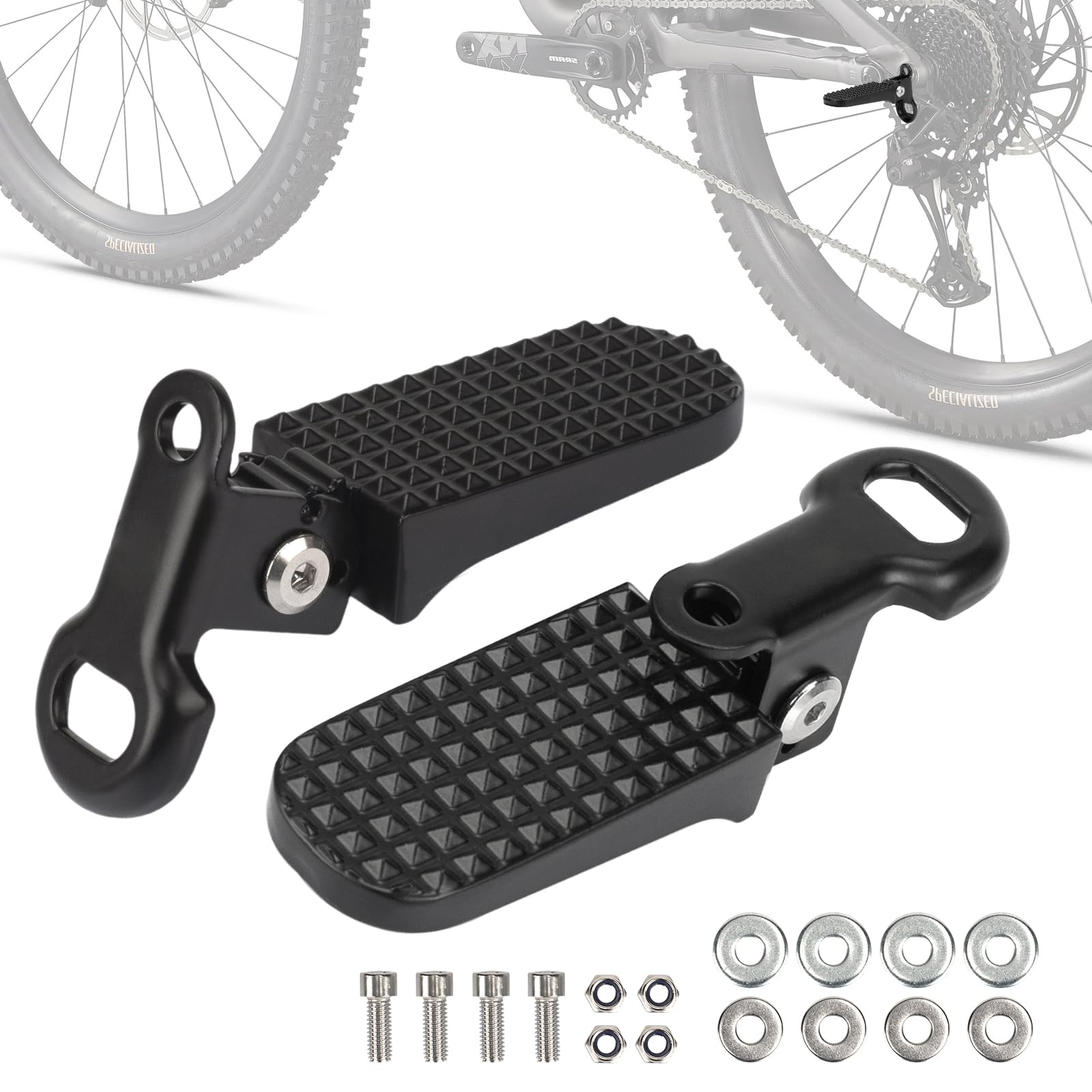 Bearolne bike foot pegs side view showcasing sturdy aluminum build for reliable daily riding