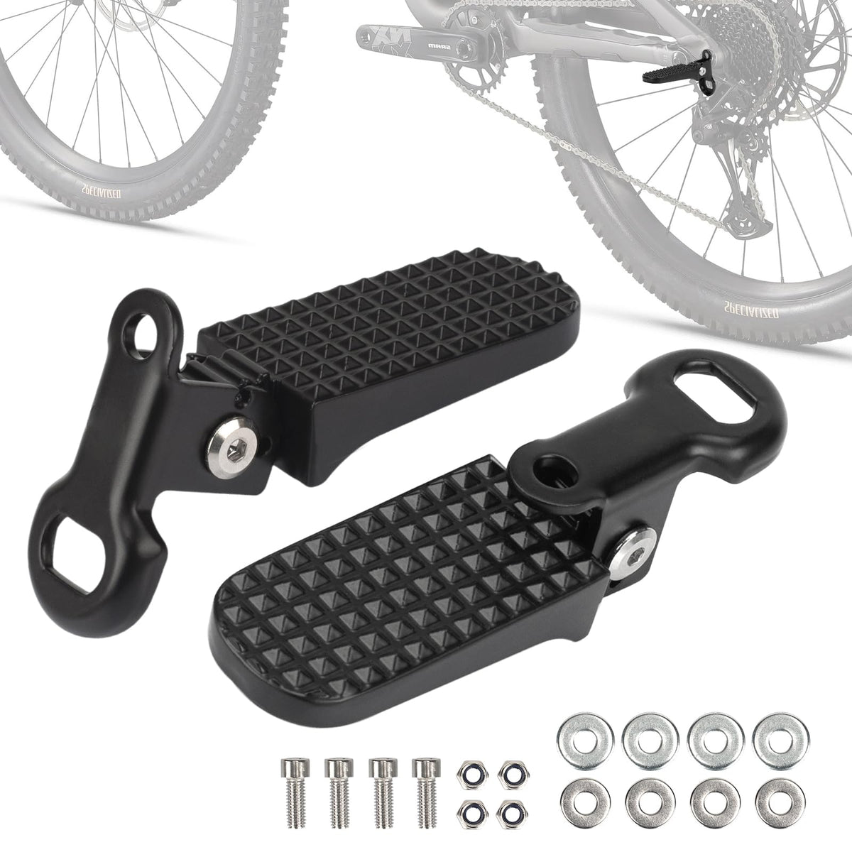 Bearolne bike foot pegs side view showcasing sturdy aluminum build for reliable daily riding