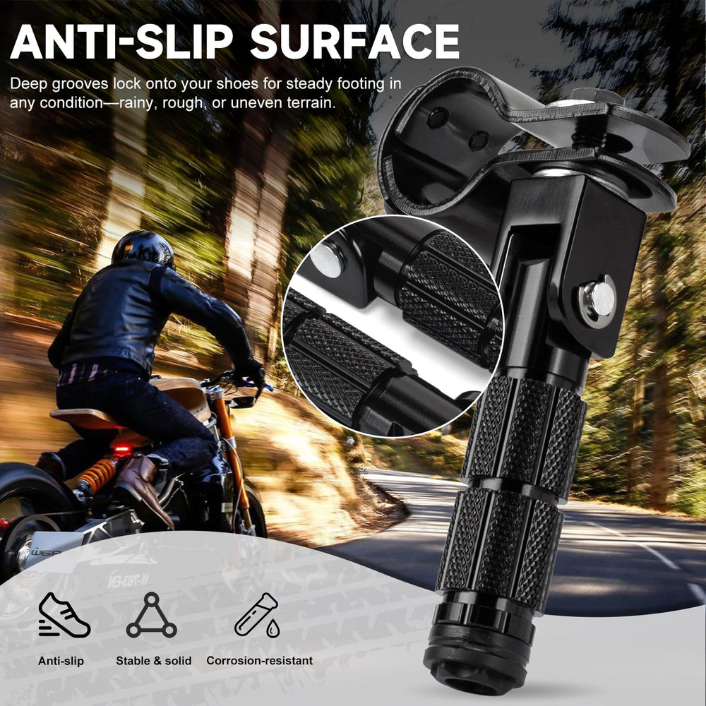 BEAROLNE M8 foot pegs anti-slip knurling with rubber base for traction
