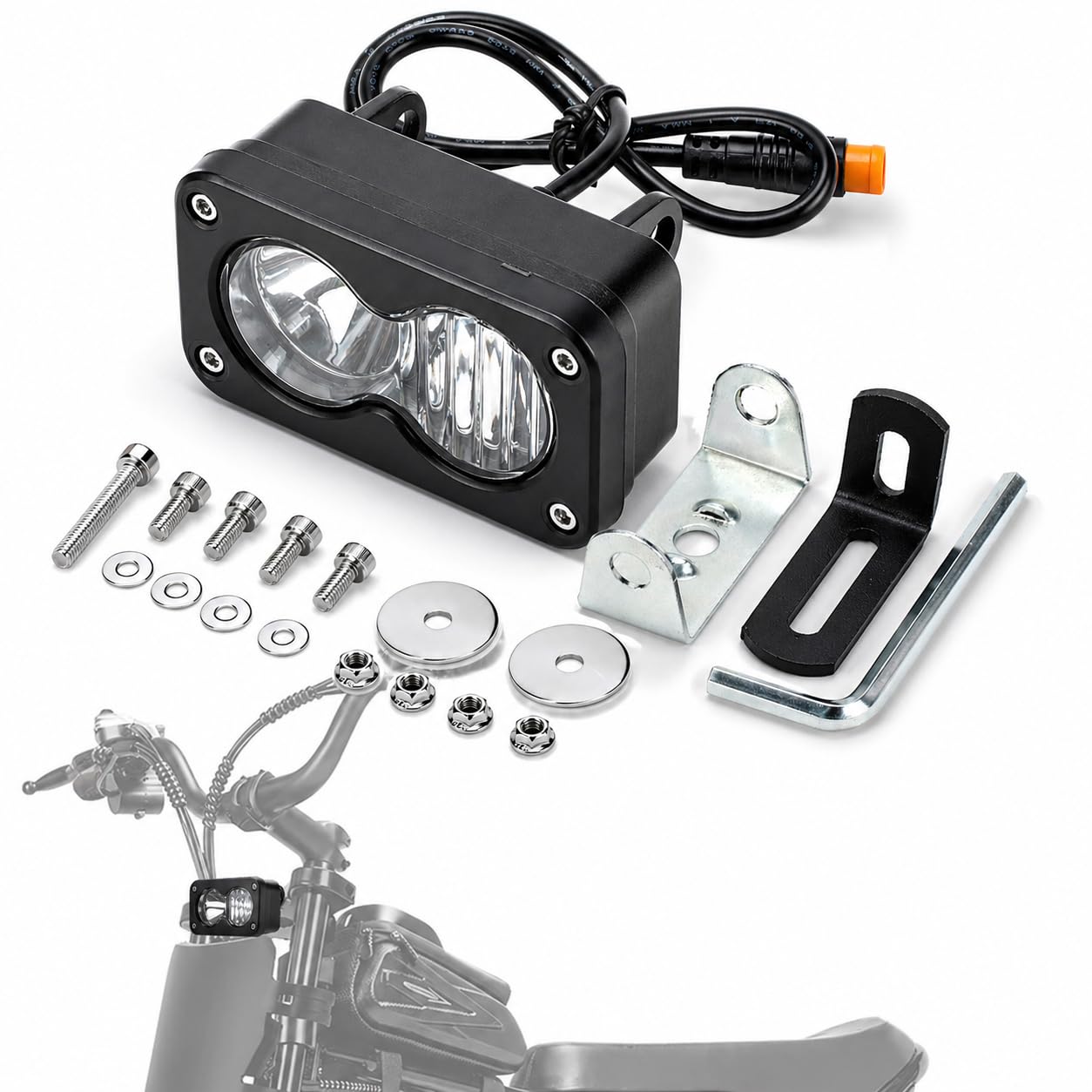 Bearolne LED headlight plug-and-play installation for Ridstar Q20.