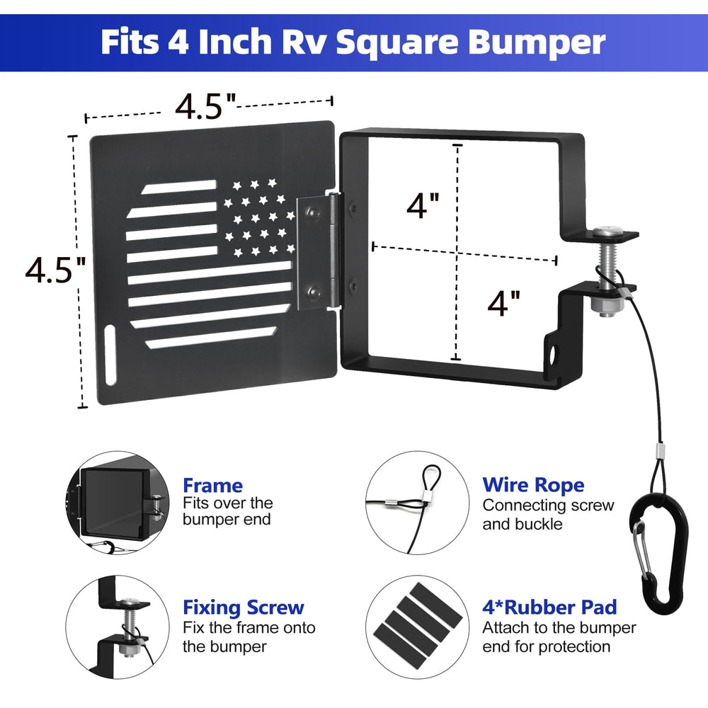 BEASYE 4-inch square bumper end cap installs easily on RV bumper.
