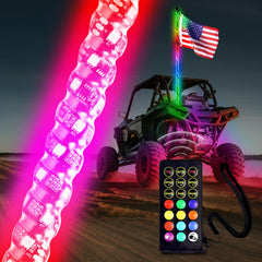 Beatto 5FT RF RGB LED whip dancing for high visibility on off-road trails.