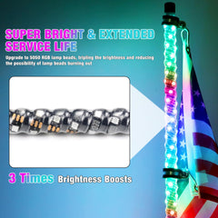 Beatto RGB LED whip with remote control for dynamic lighting on dunes.