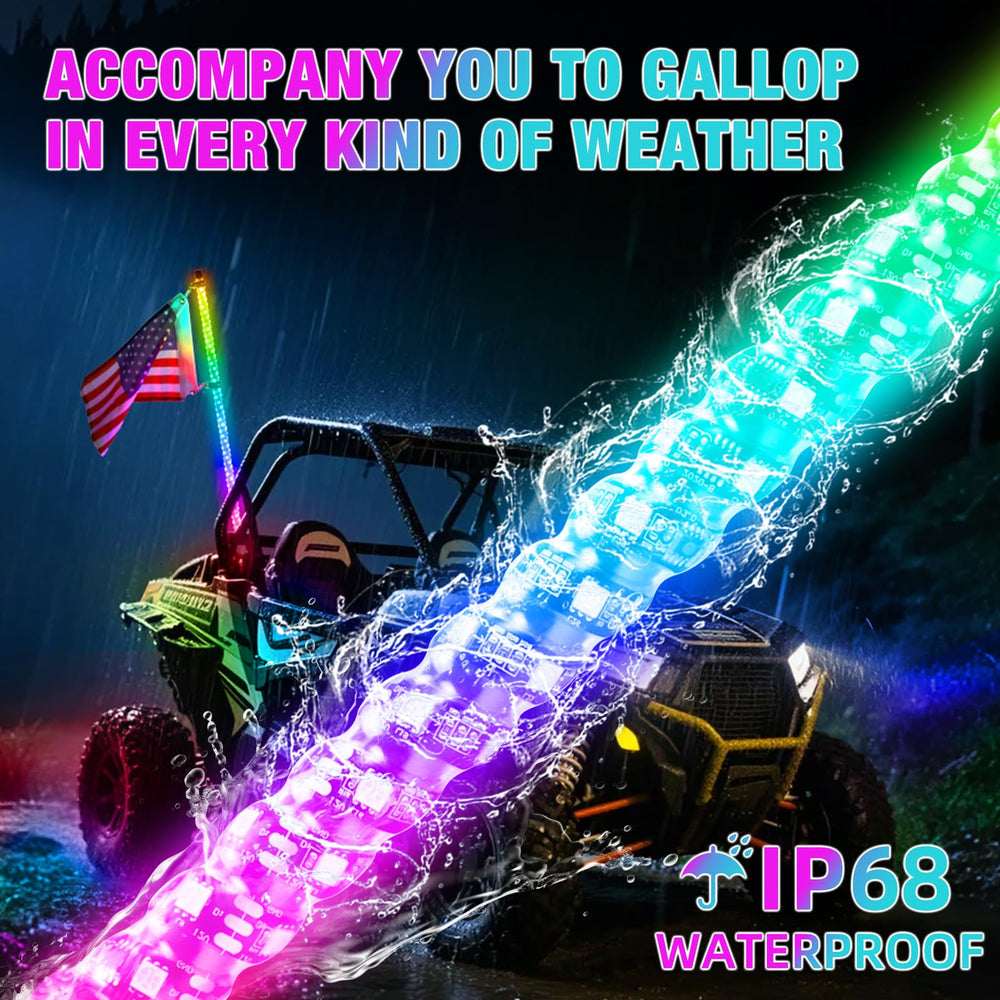 Beatto thick durable tubing shields LEDs in rugged off-road environments.