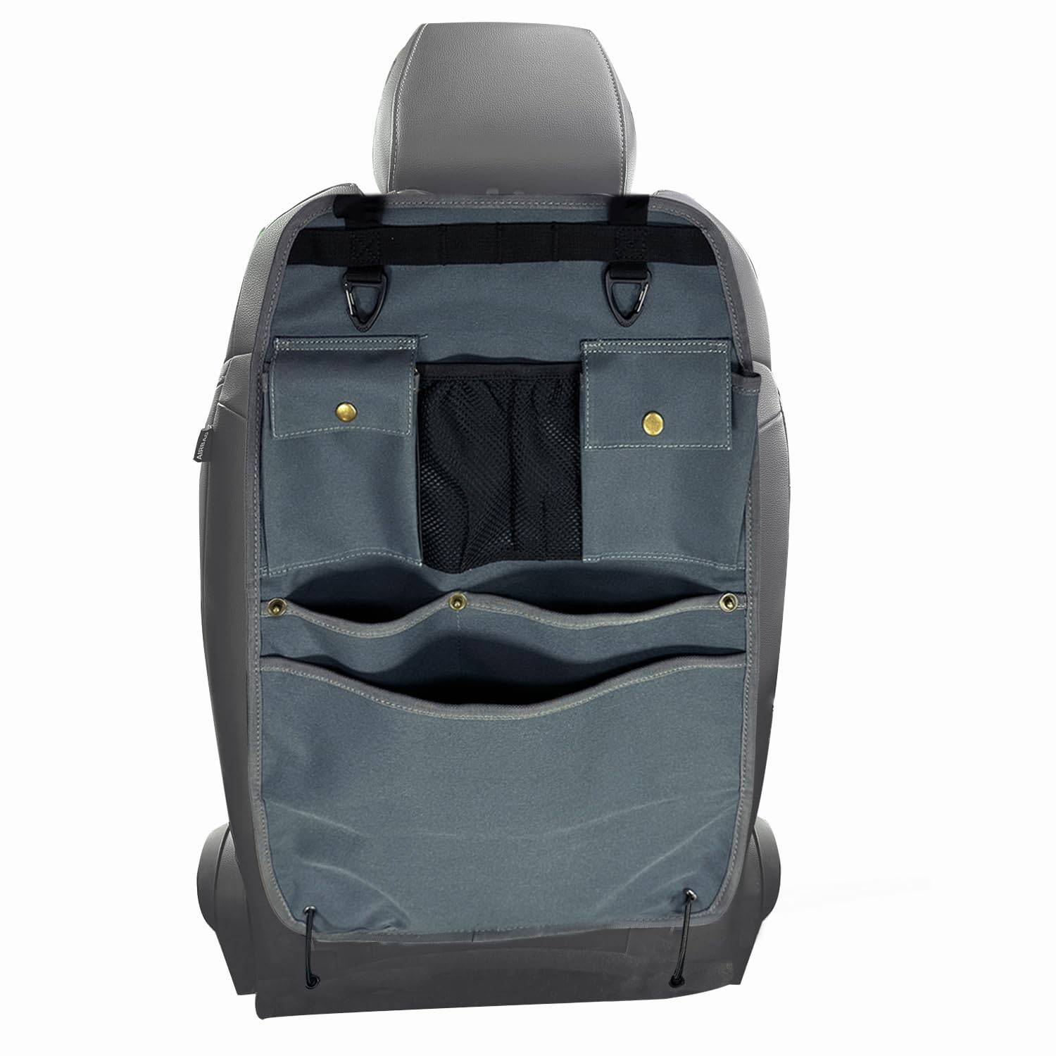BEATUNEE car seat back organizer with multiple pockets keeps essentials within reach during road trips.