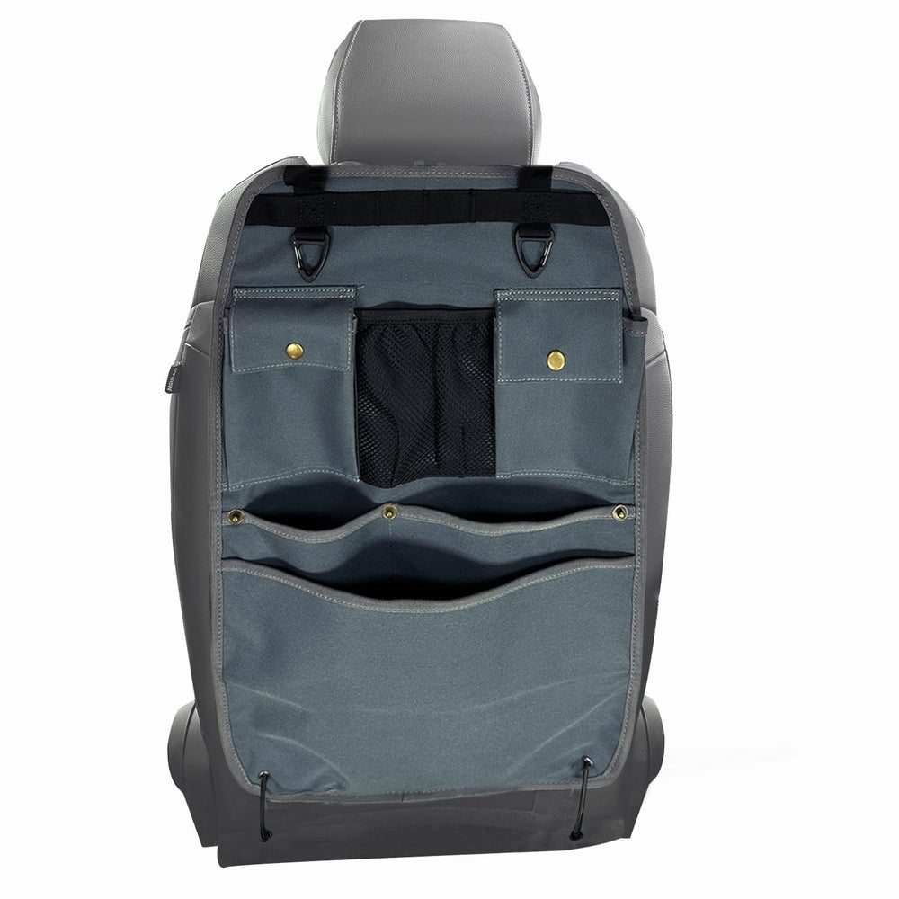 BEATUNEE car seat back organizer with multiple pockets keeps essentials within reach during road trips.