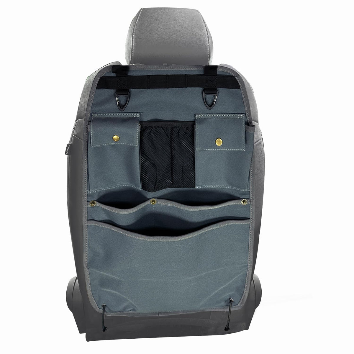 BEATUNEE car seat back organizer with multiple pockets keeps essentials within reach during road trips.