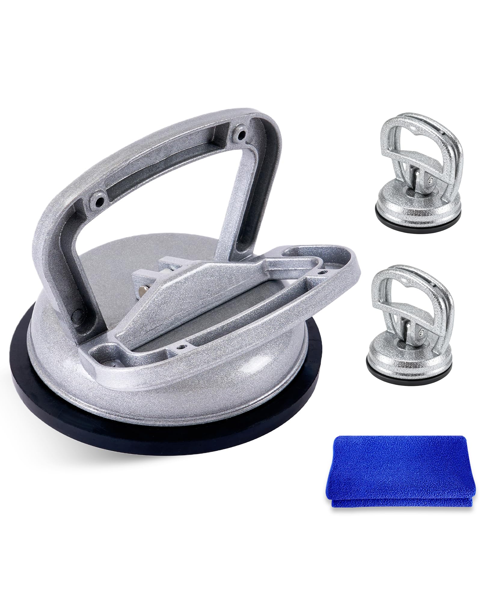 BeautyBeam large suction cup in use on a car door for dent removal.