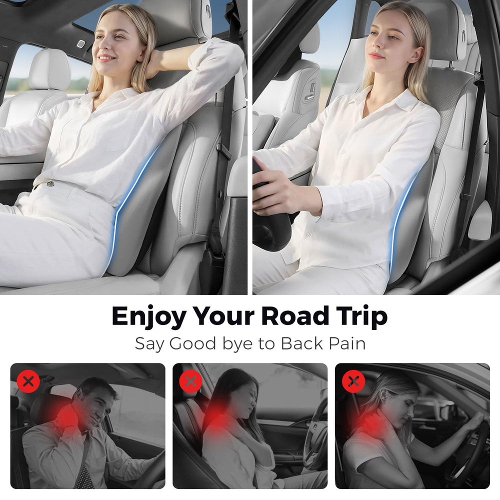 BEBAS travel-friendly lumbar support stays compact in a backpack.