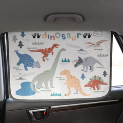 Bebedeco dinosaur sunshade reduces glare inside the vehicle cabin.