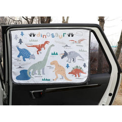 Bebedeco dinosaur side window sunshade provides quick sun protection for the car.