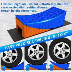 BEBOBLY wheel chocks secure the unit after leveling for safe RV positioning.