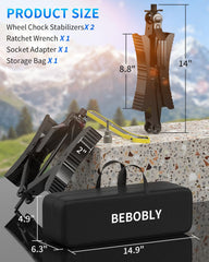 BEBOBLY wheel chock set with wrench visible for quick installation and secure parking