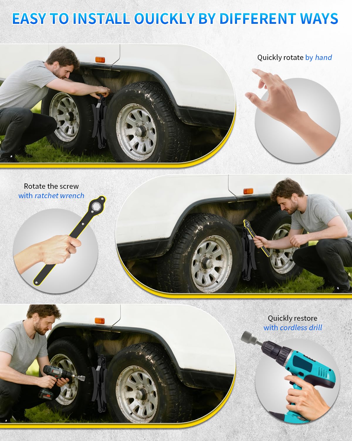BEBOBLY wheel chock stabilizer with wrench included for easy setup on the road