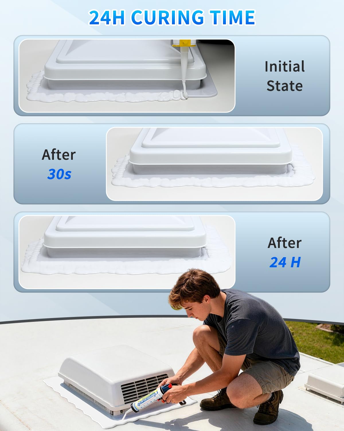 BEBOBLY RV sealant adheres to EPDM and other roof materials for secure patches