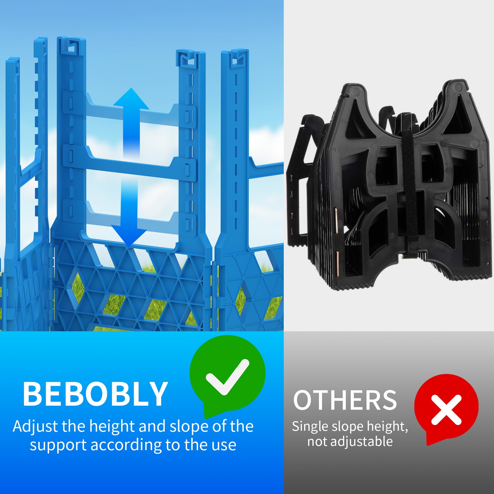 BEBOBLY secure rubber band and carry strap for easy setup and transport