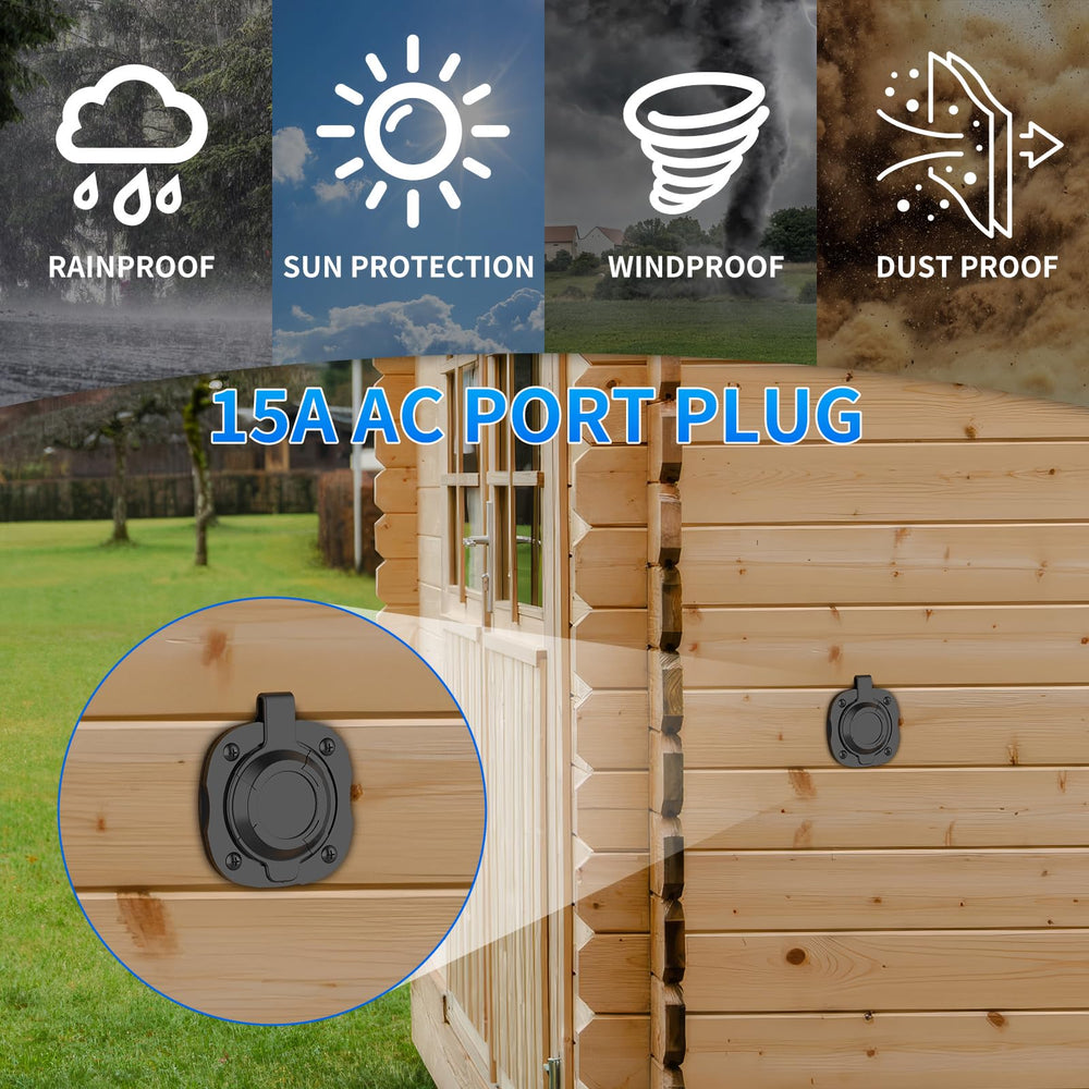 BEBOBLY waterproof front-back cover on inlet demonstrates weatherproof protection for rain and dust