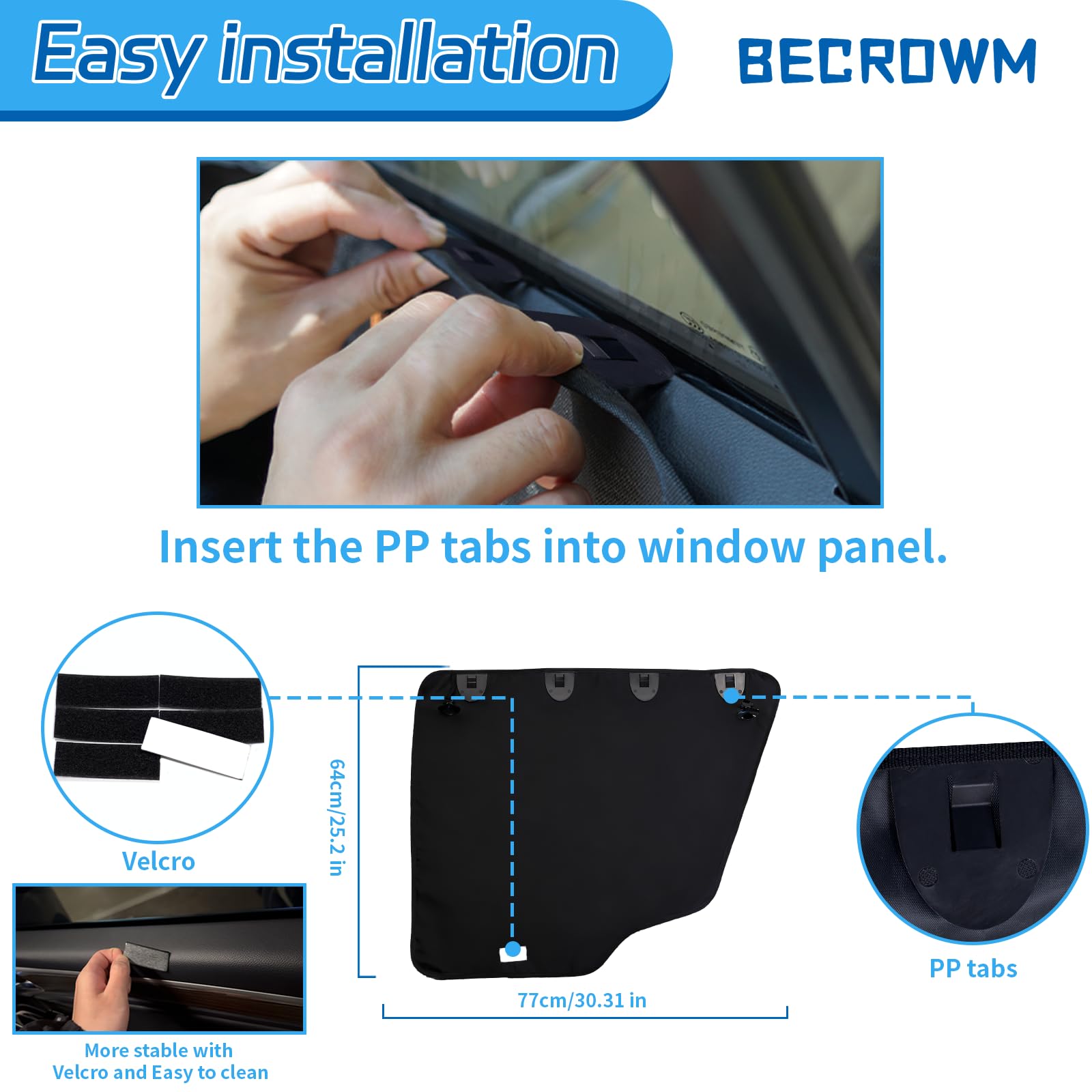 BECROWM waterproof Oxford fabric car door cover resists water and mud.