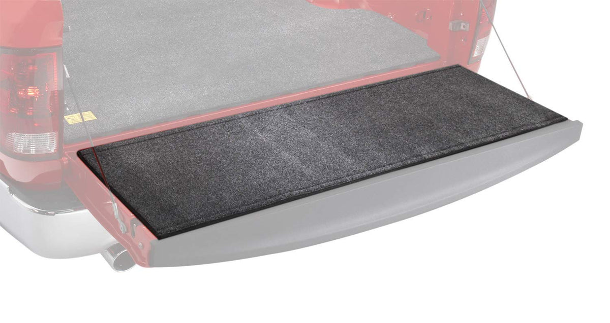 BedRug Tailgate Mat for Ford F-150 in charcoal grey; protects tailgate and cushions knees.