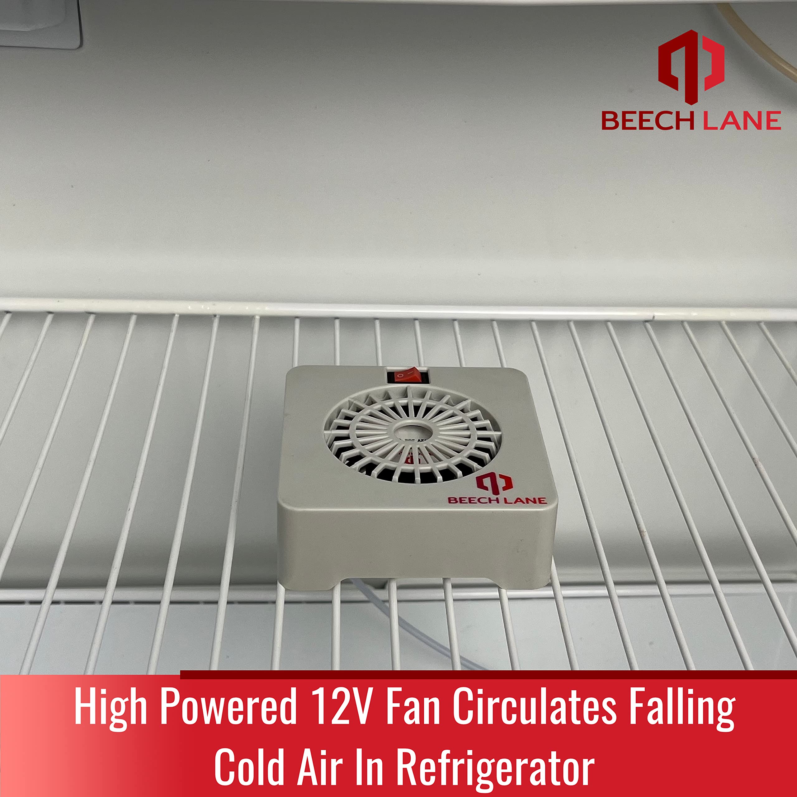 Beech Lane 12V RV fridge fan compact design fits tight RV spaces.