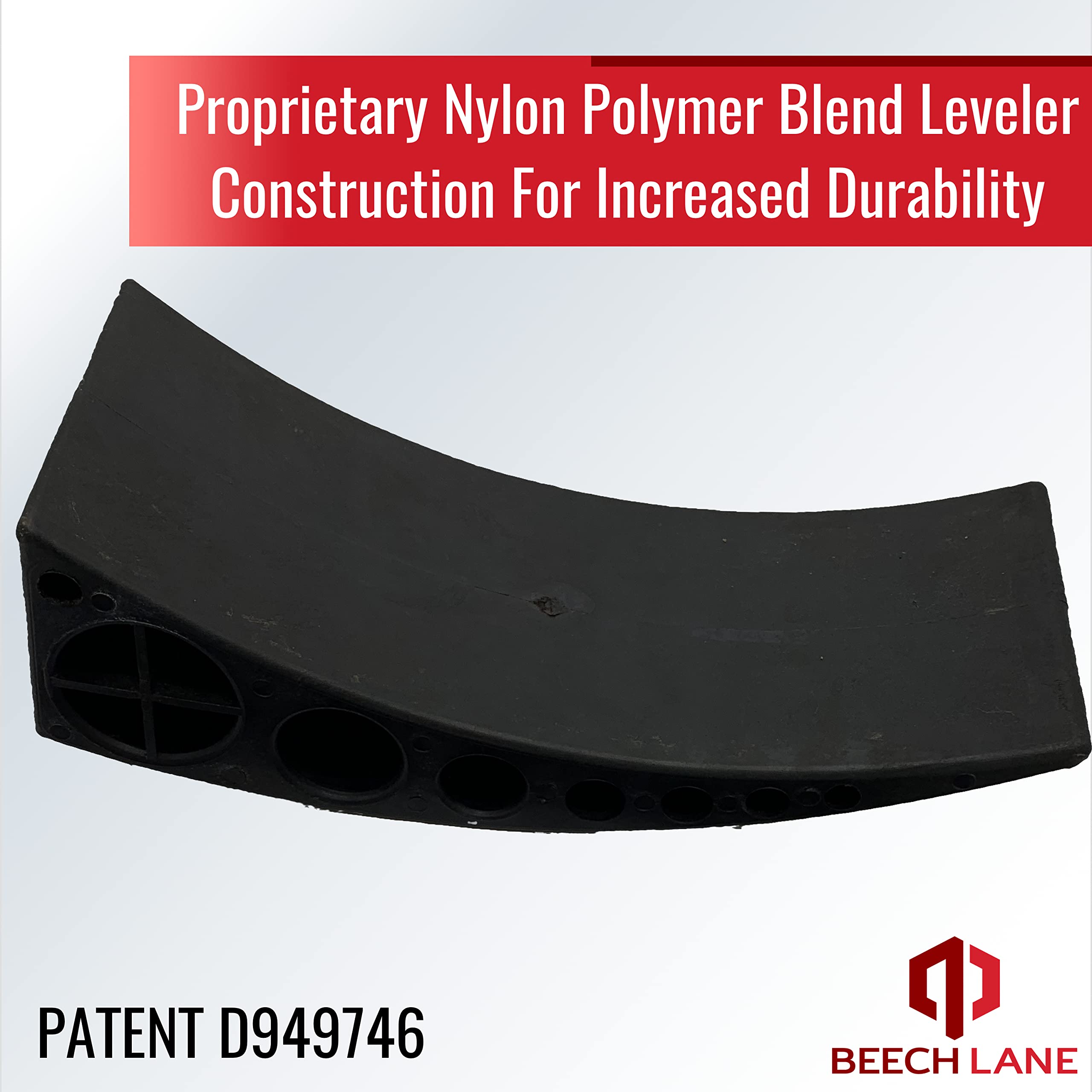Durable Beech Lane levelers manufactured in high-strength nylon polymer.