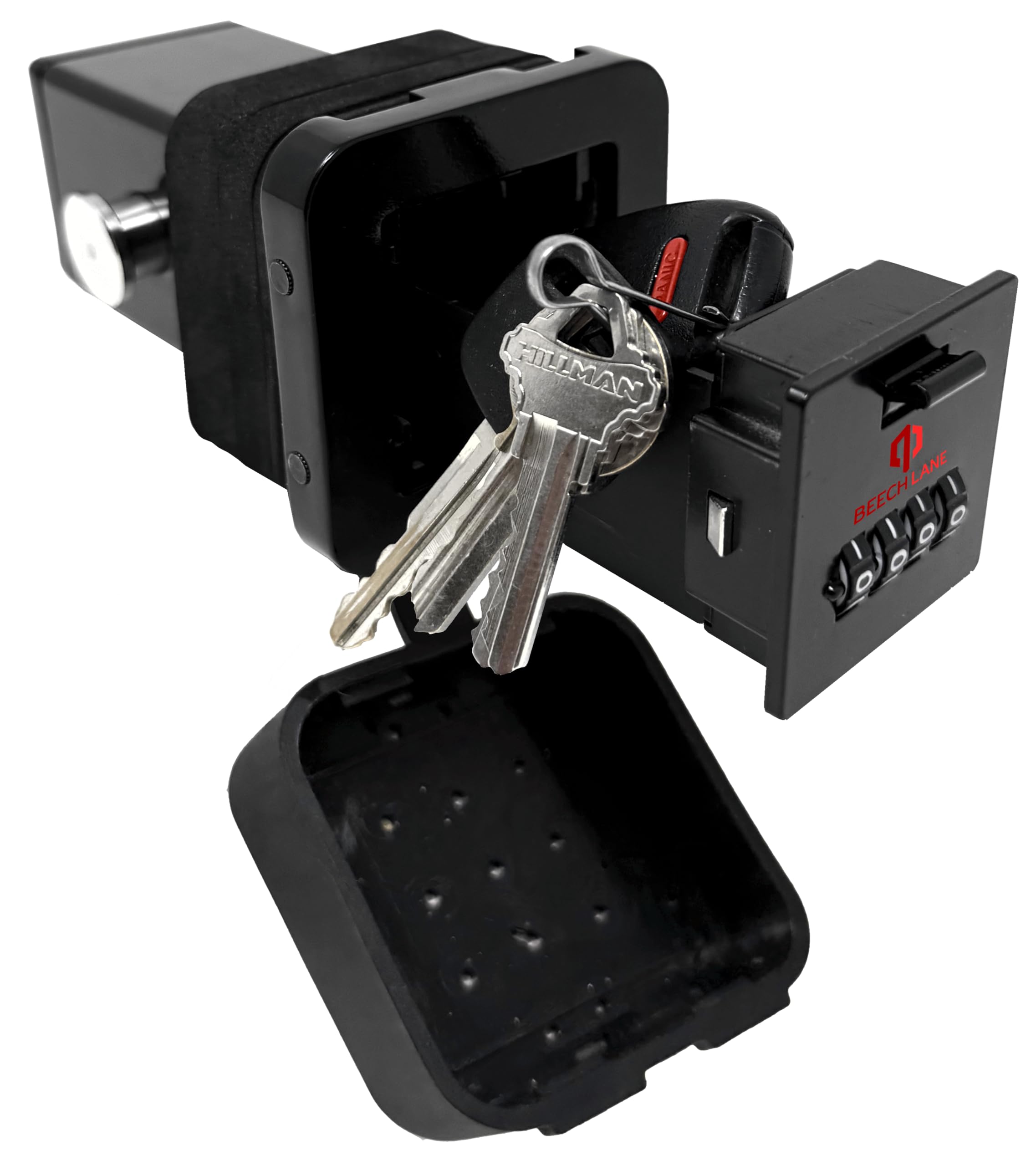 Beech Lane front view of the hitch vault storing valuables securely