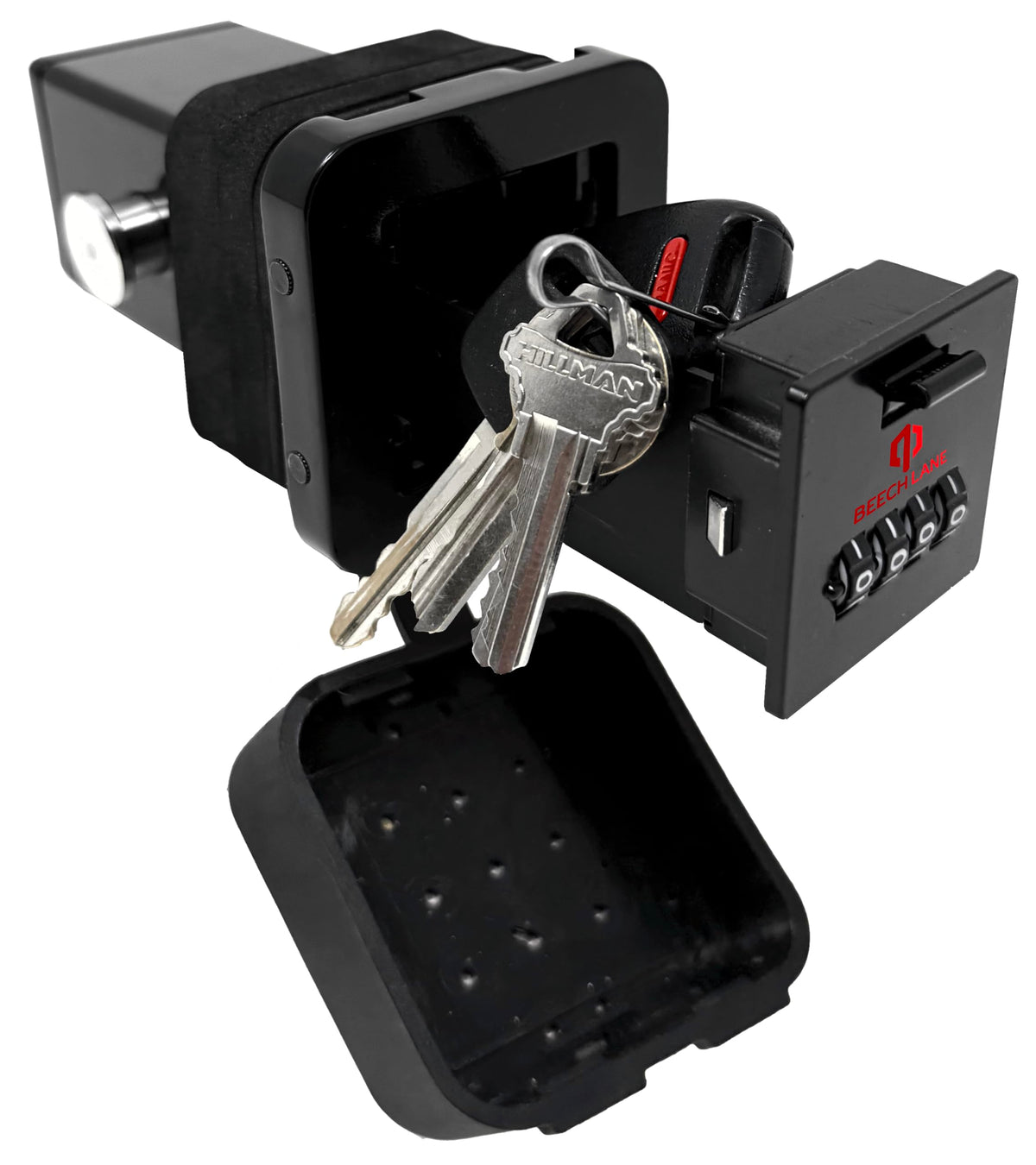 Beech Lane front view of the hitch vault storing valuables securely
