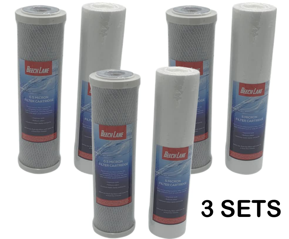 Beech Lane replacement filters 3 sets of 0.5 and 5 micron for sediment removal in RV water