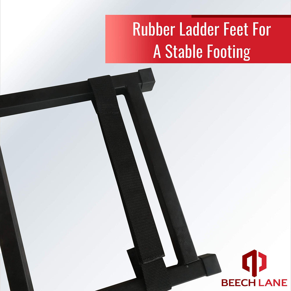 Beech Lane rubber feet stabilize the ladder on uneven ground