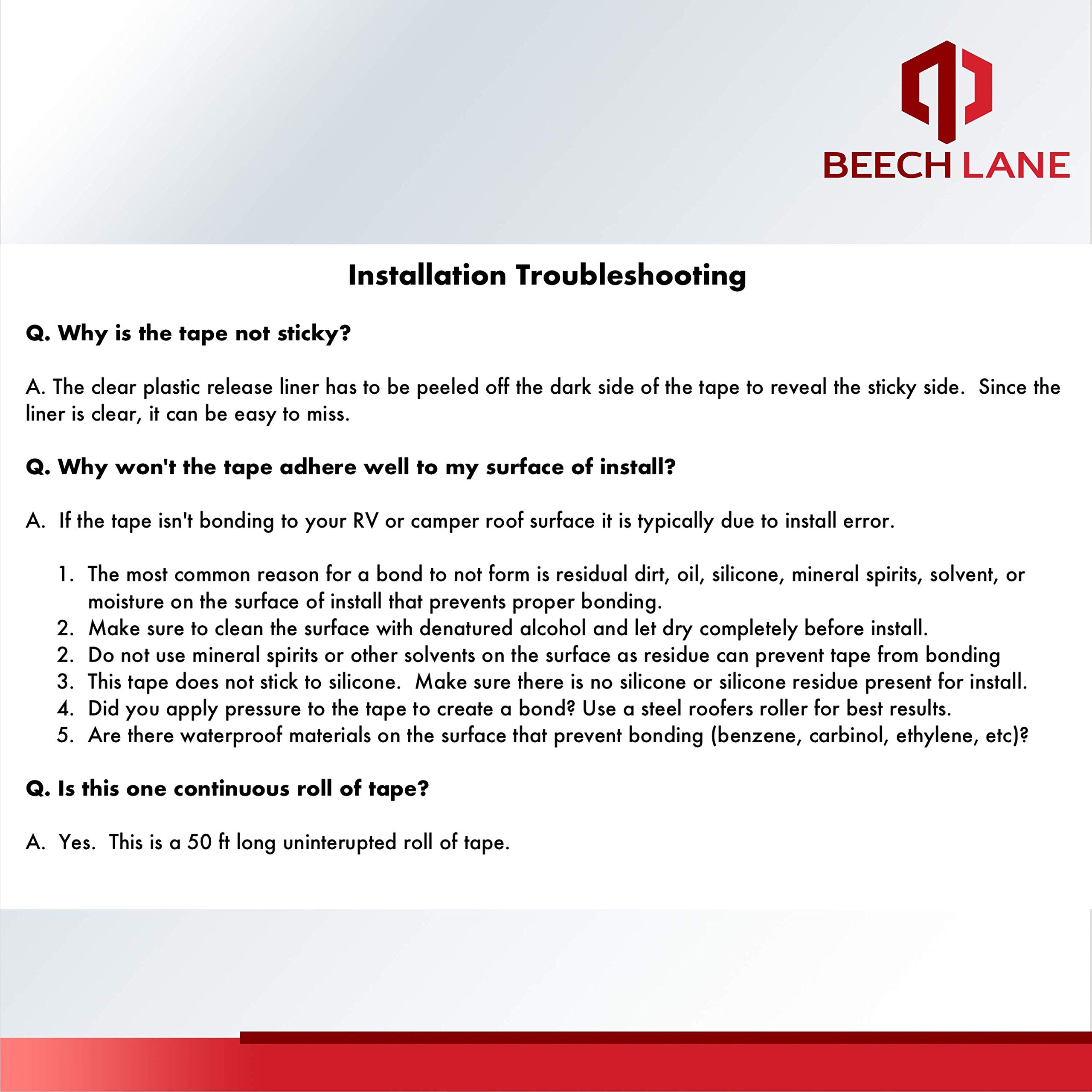 Beech Lane RV Roof Repair Tape packaging ready-to-use for quick fixes