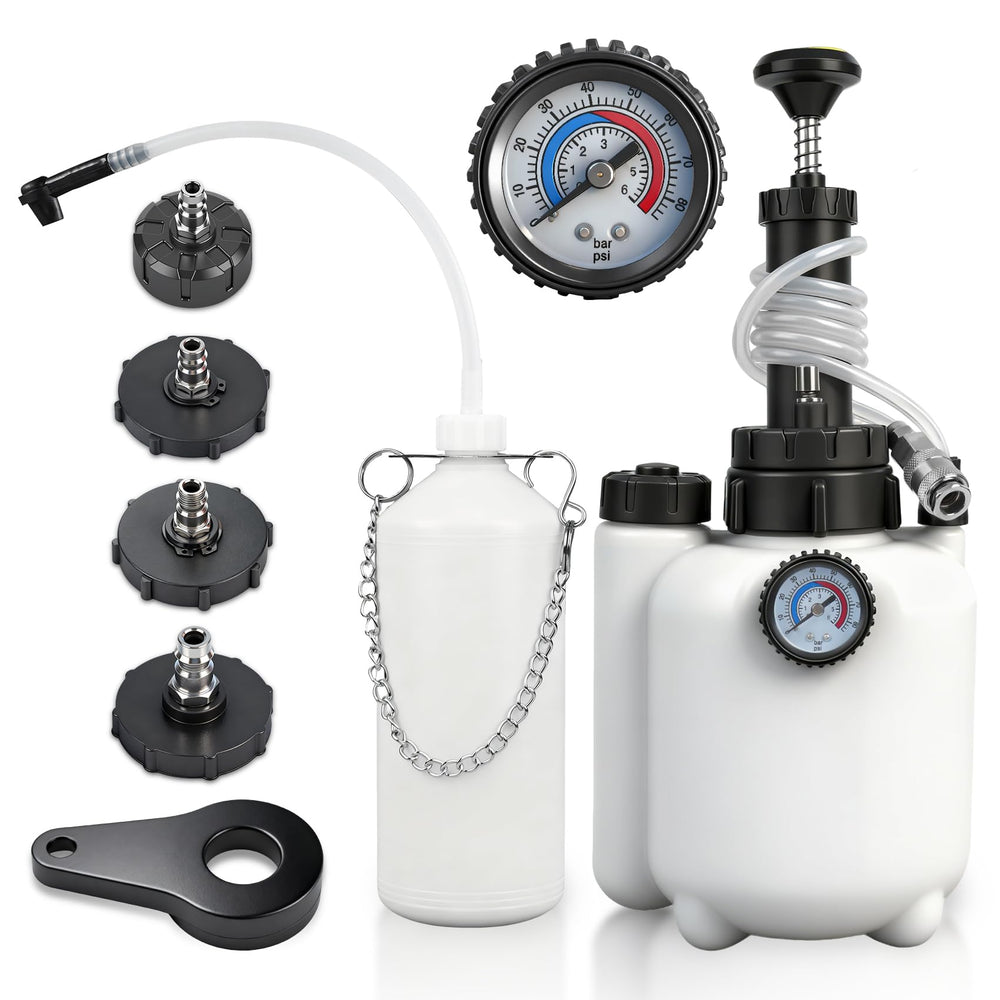 Beefire 3L brake bleeder kit with pressure gauge for precise fluid changes.