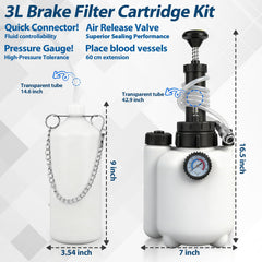 Beefire bleeder kit 1L waste bottle with hook for easy overhead draining.
