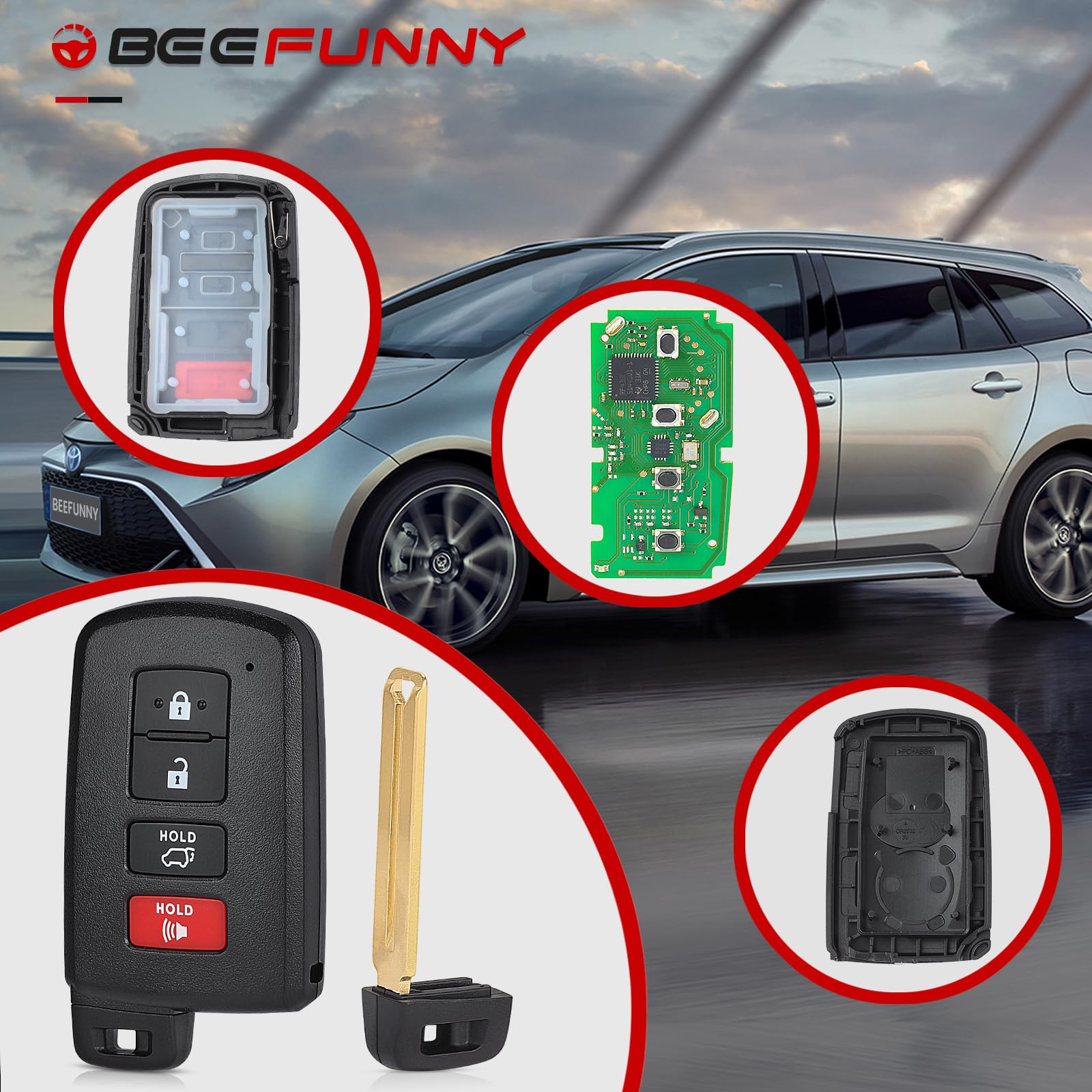 Beefunny RAV4 remote in pocket ready-to-use replacement.