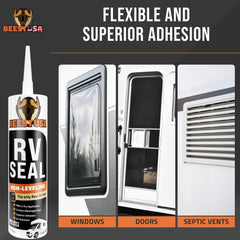 BEEST RV lap sealant on vertical wall demonstrates easy application