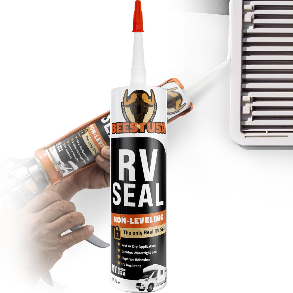 BEEST RV Roof Sealant applied on roof edge for a watertight, flexible seal