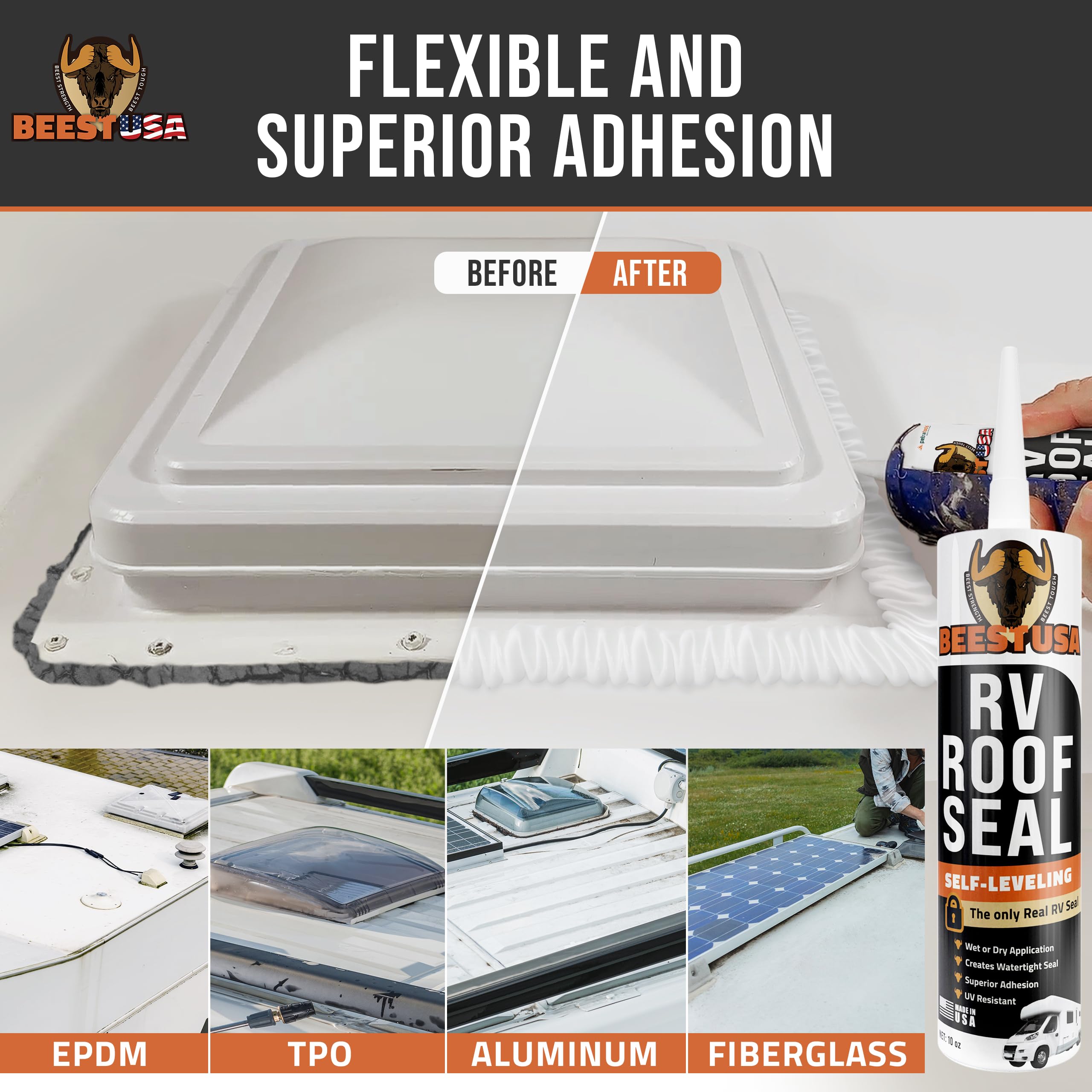 BEEST RV Roof Sealant with UV protection guarding against sun damage