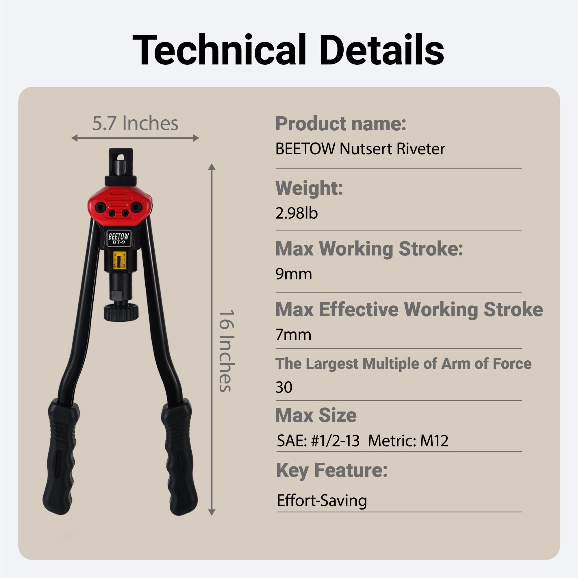 BEETOW all-in-one kit and accessories for a complete rivet job