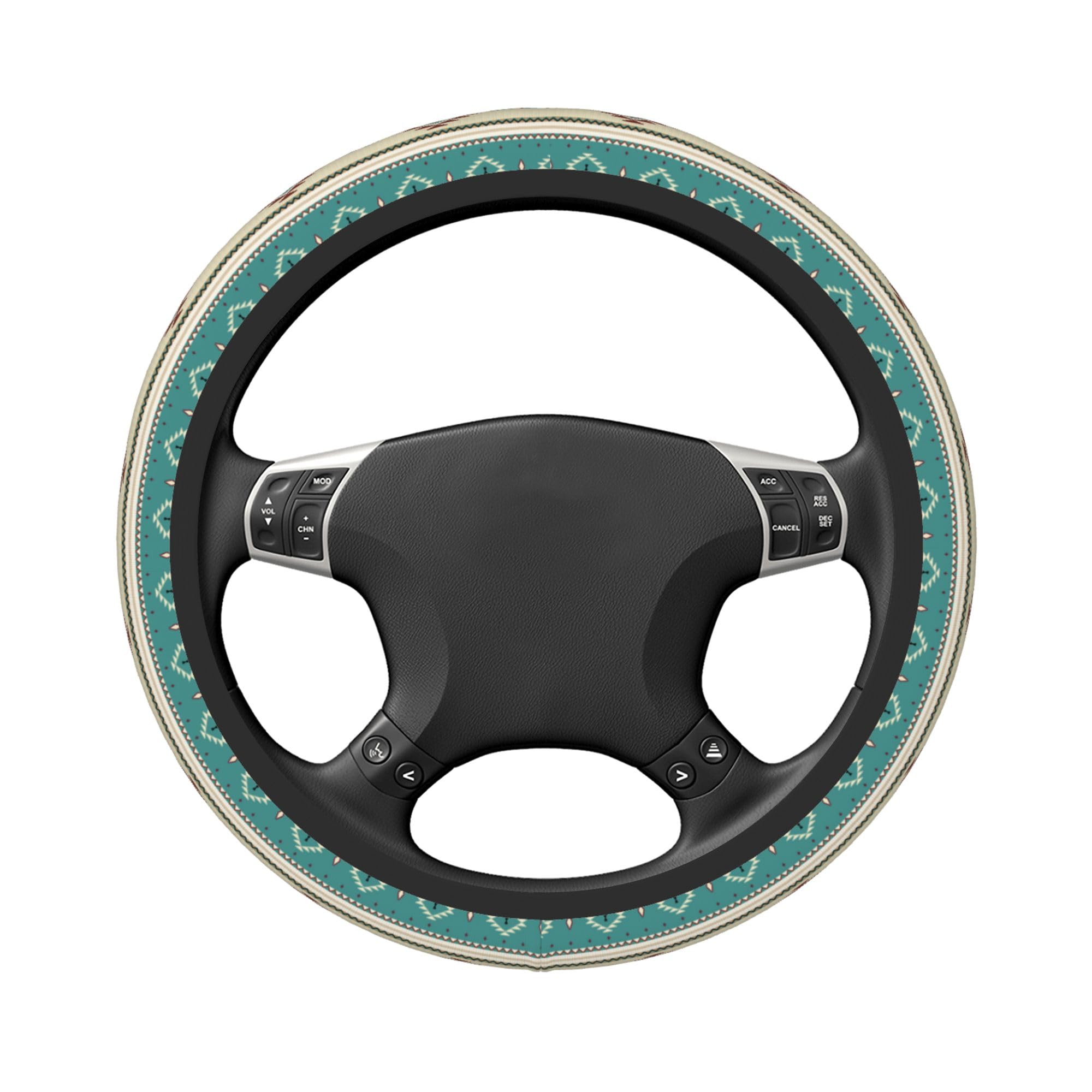 BEIANSHUO steering wheel cover in car shot highlights universal fit for many vehicles