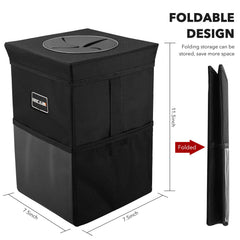 Beicarin collapsible trash bin folds flat for compact storage.