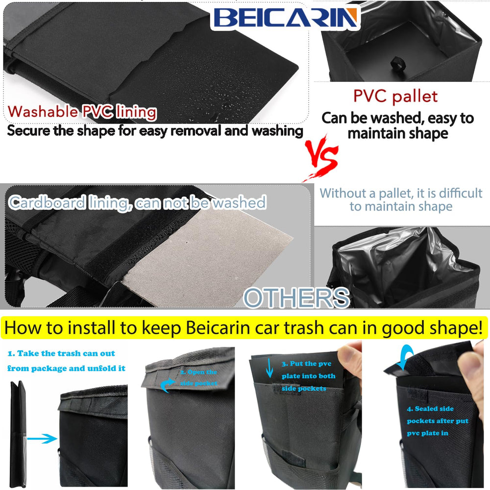 Beicarin SUV organizer with side mesh pockets for small items.