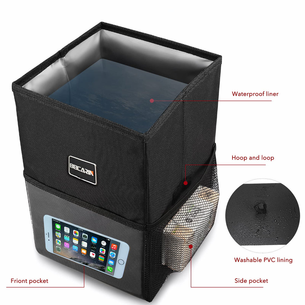 Beicarin trash can with leak-proof lining prevents spills and simplifies cleaning.