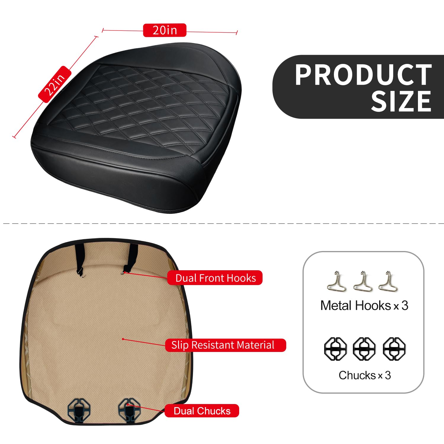 BEITK edge wrapping design bottom seat cover adds protection and a neat fit