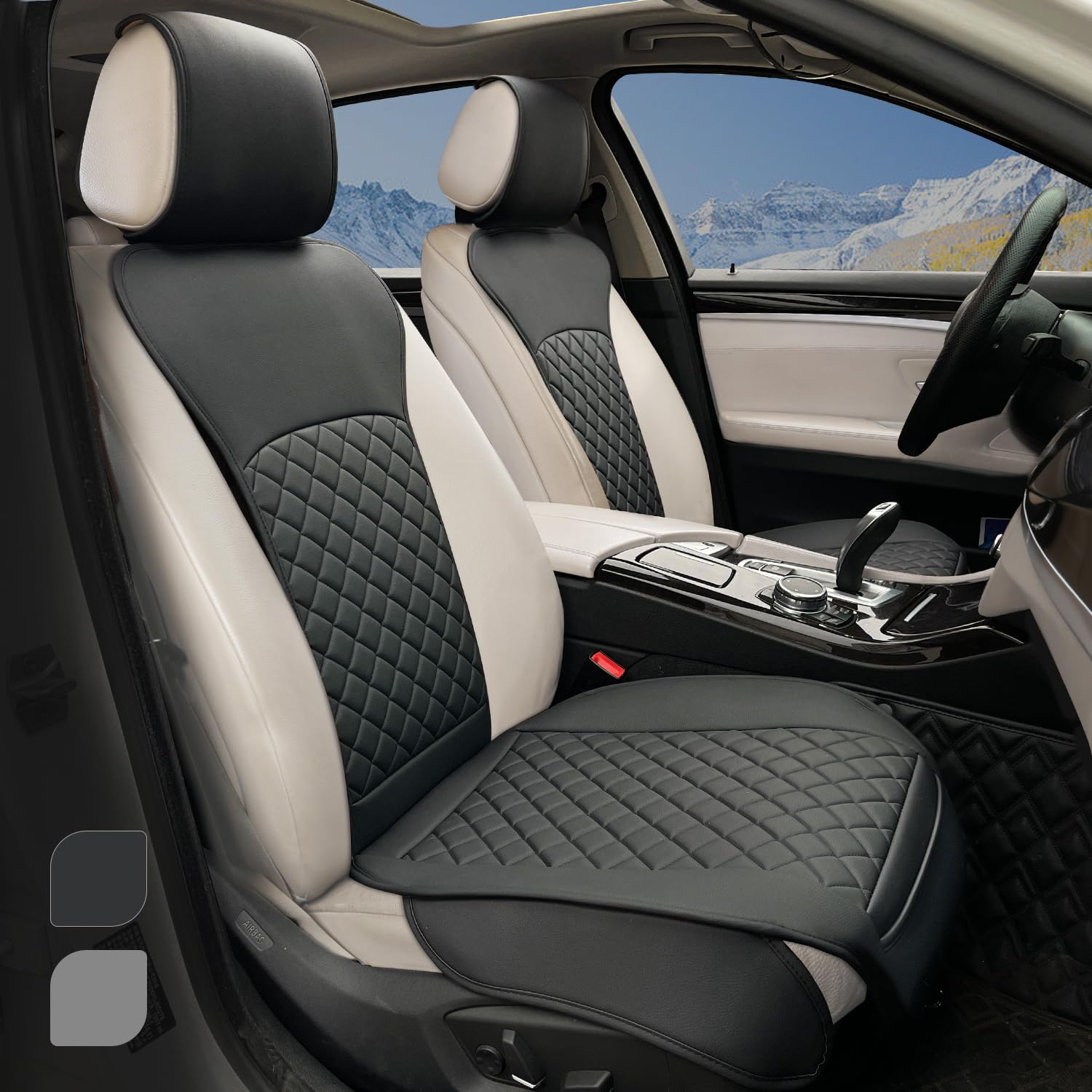 BEITK leather front seat covers assembly showing sturdy universal fit and quick installation benefits