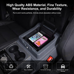 Bekantogy Grenadier armrest tray anti-slip mat keeps items secure while driving.
