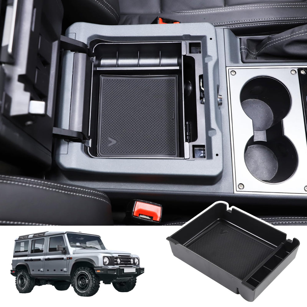 Bekantogy Grenadier armrest tray front view shows a tidy, within-reach storage upgrade.